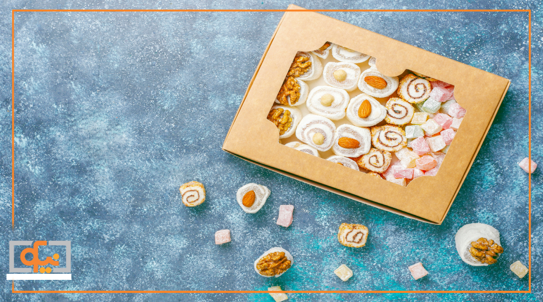 جعبه شیرینی اختصاصی با چاپ لوگو و طراحی حرفهای